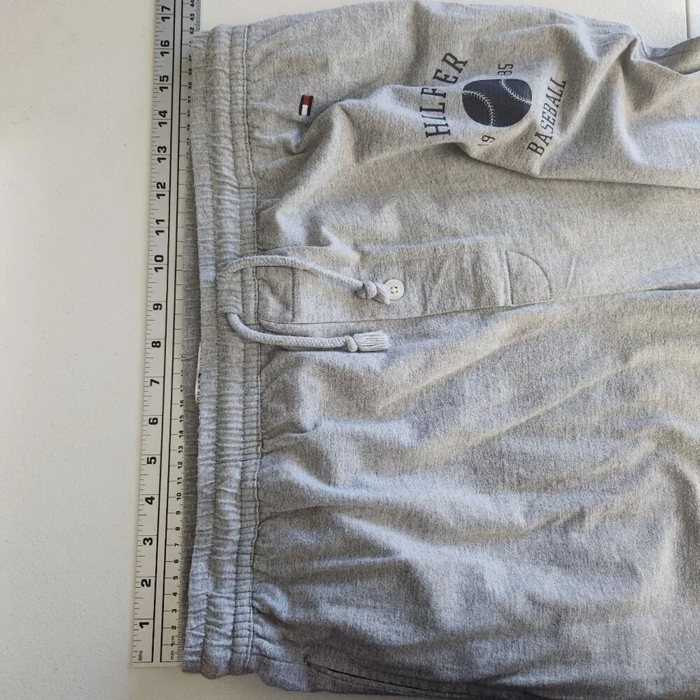 Tommy Hilfiger Pants Mens Large Grey Lounge Straight Leg Athletic Baseball